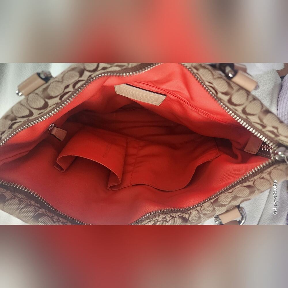 Coach Brown and Orange Signature Tote Bag - Picture 6 of 11